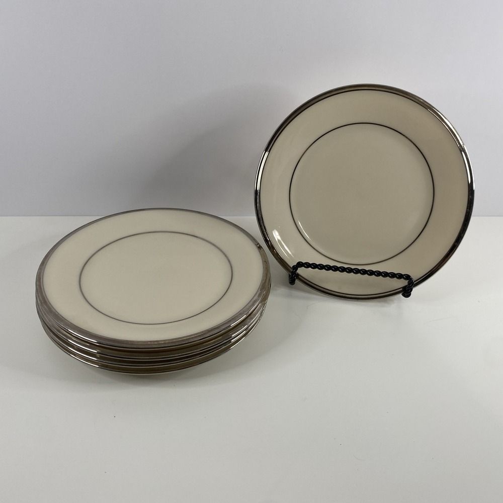 Lenox Solitaire Bread Plate 6 3/8" Platinum/Ivory Dimension Collection-Set of 5